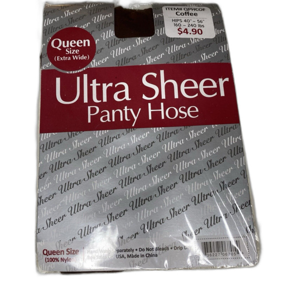 Ultra Sheer Pantyhose Coffee Color Queen Size Extra Wide 100% Nylon - Picture 1 of 2